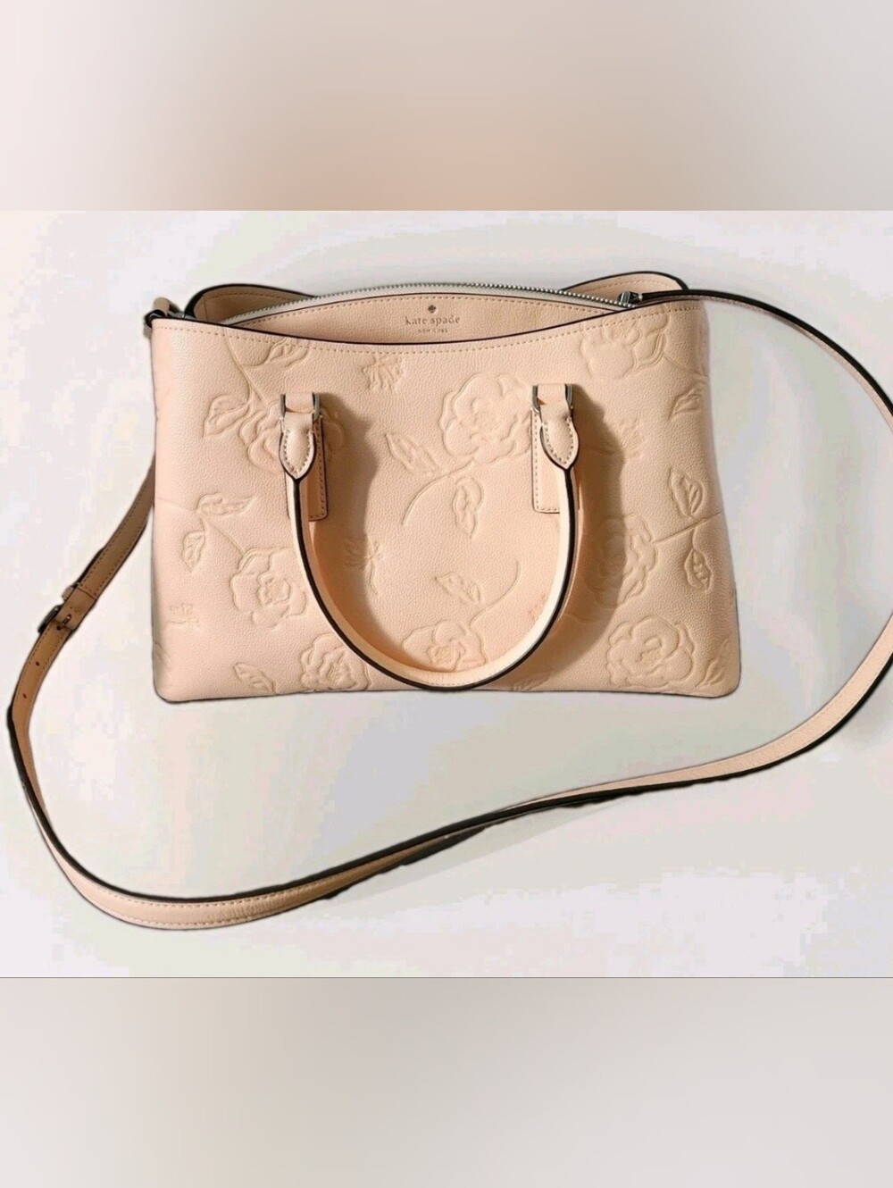 NWT Kate Spade Bag Thompson Street Floral Embossed Medium Satchel W/Strap
